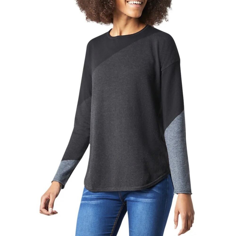 Smartwool Shadow Pine Colorblock Black Gray Sweater Size Medium